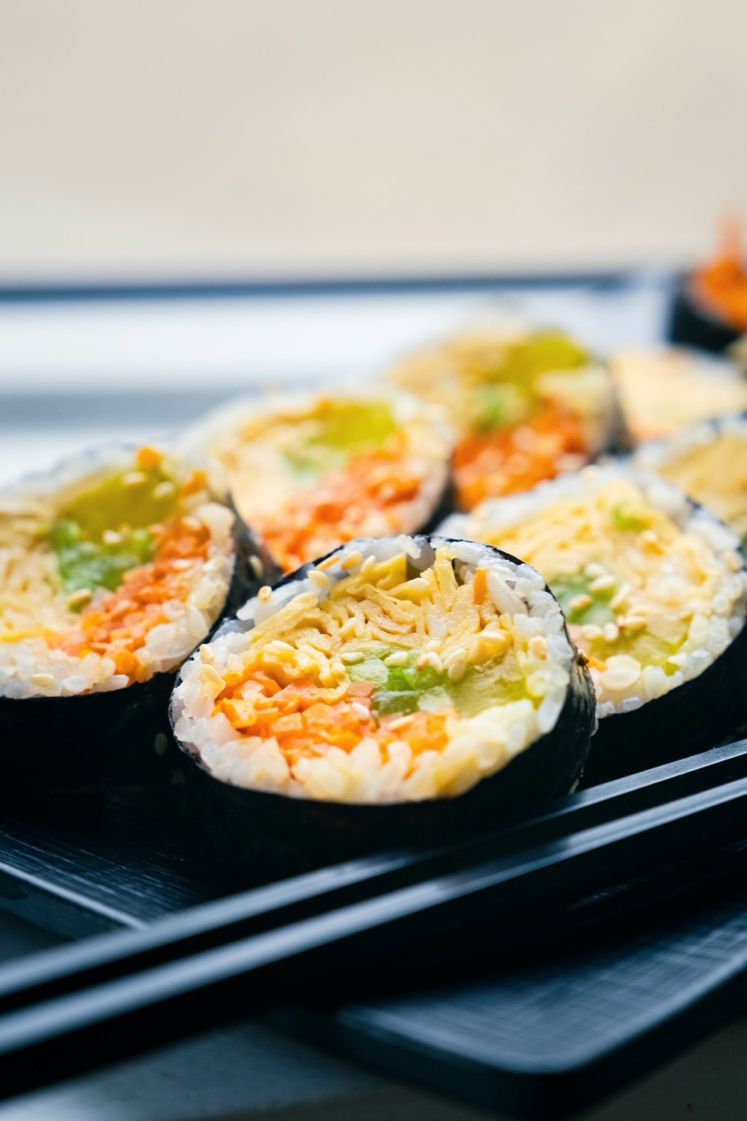 Querschnitt einer Kimbap-Rolle